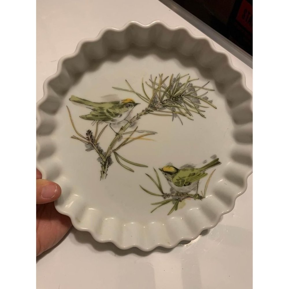 Vintage Eresco Song Bird Fine China Pie Dish 1978 - Picture 1 of 3